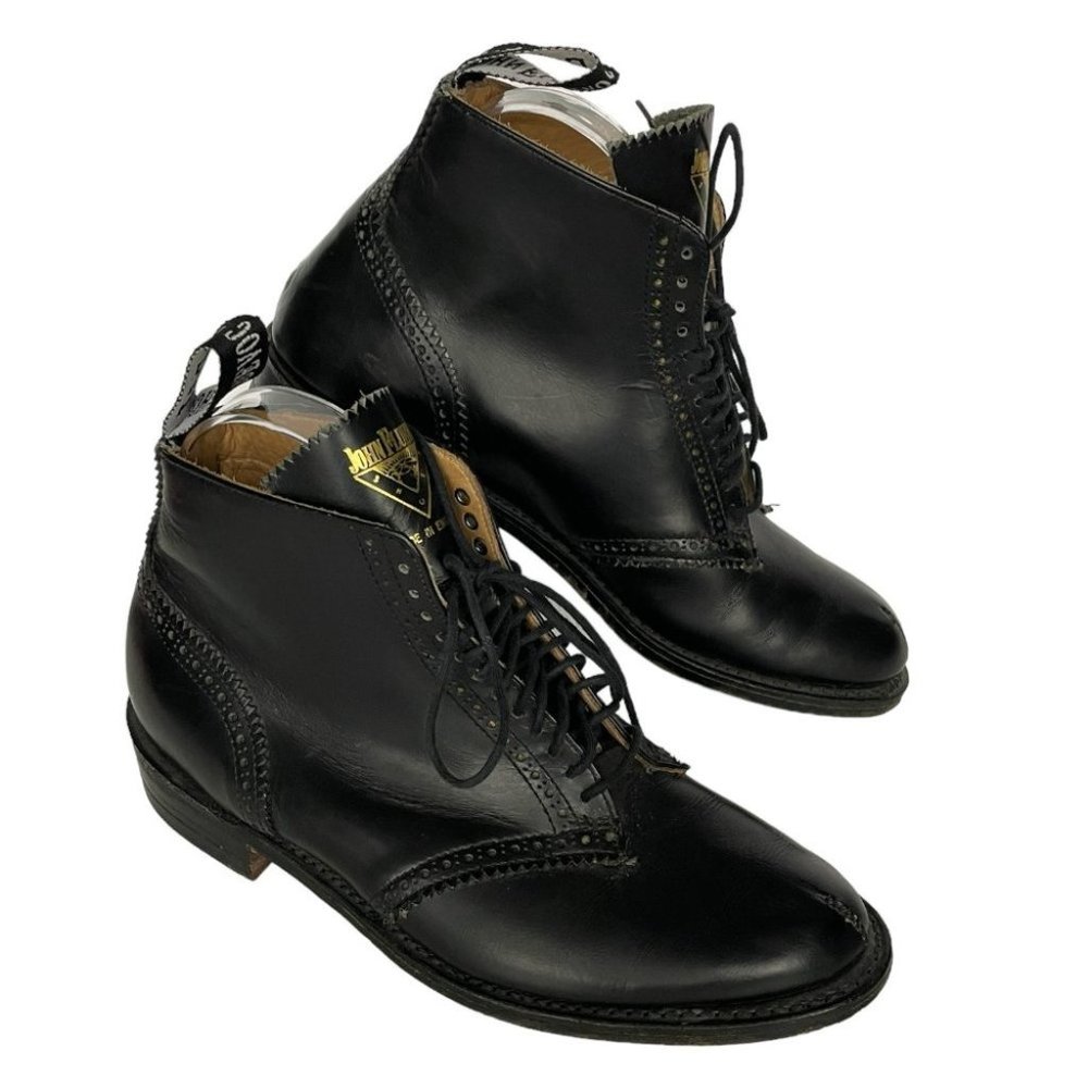 John Fluevog Black Leather Lace-Up Ankle Boots